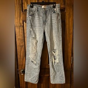 Light blue mid rise mom jeans